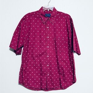 Croft & Barrow Maroon Patterned Button Down Shirt Size L